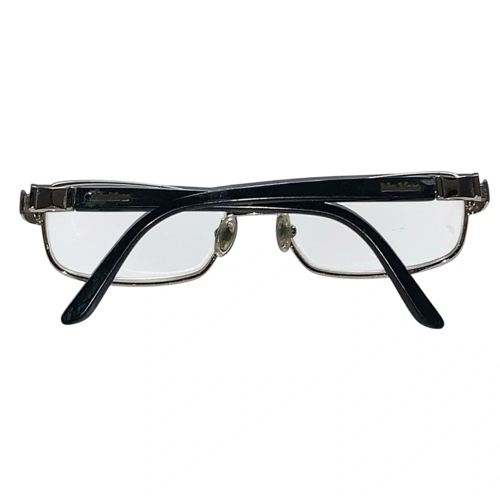 MaxMara Black and Silver Rectangular Glasses